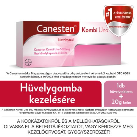 CANESTEN KOMBI UNO 500 mg hüvelytabletta és krém 1 doboz