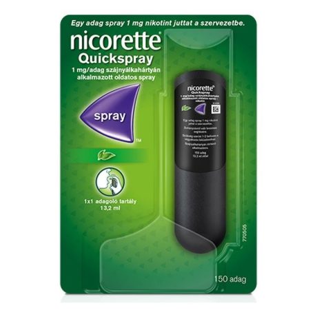 NICORETTE QUICKSPRAY 1 mg/adag szájnyálkahártyán alkalmazott spray 1 doboz