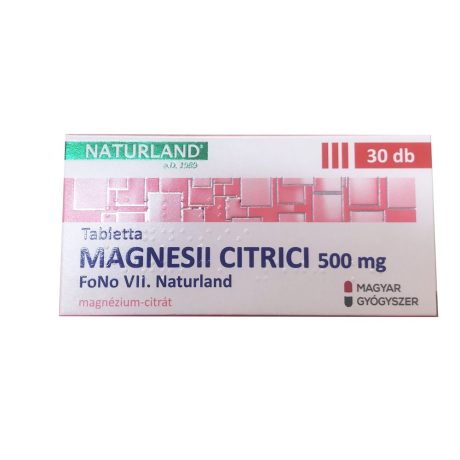 NATURLAND TABLETTA MAGNESII CITRICI 500 mg FoNo VII. 30 db