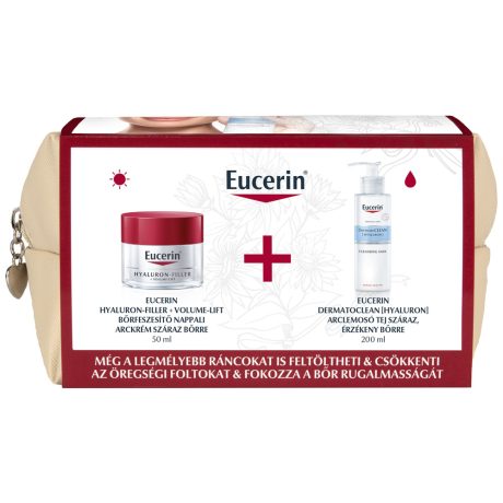 EUCERIN HYALURON-FILLER+VOLUME LIFT száraz bőrre 50 ml + DERMATOCLEAN arctisztító tej 200 ml