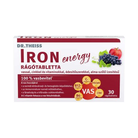 DR. THEISS IRON ENERGY alma-szőlő ízű rágótabletta 30 db