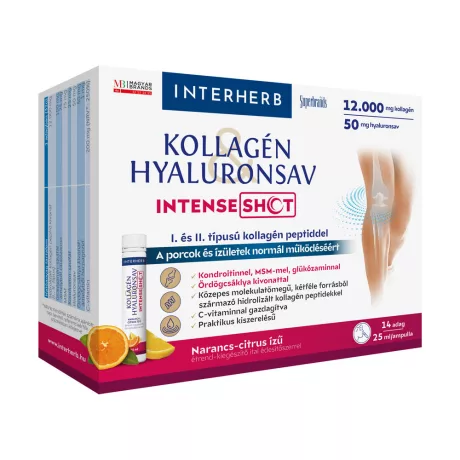 INTERHERB KOLLAGÉN HYALURONSAV INTENSE shot narancs-citrus ízű 14 db
