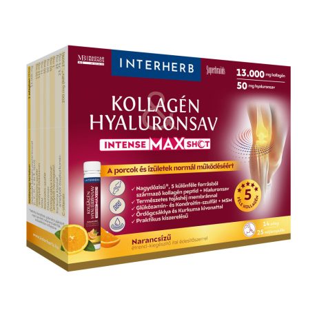INTERHERB KOLLAGÉN HYALURONSAV INTENSE max shot narancsízű 14 db