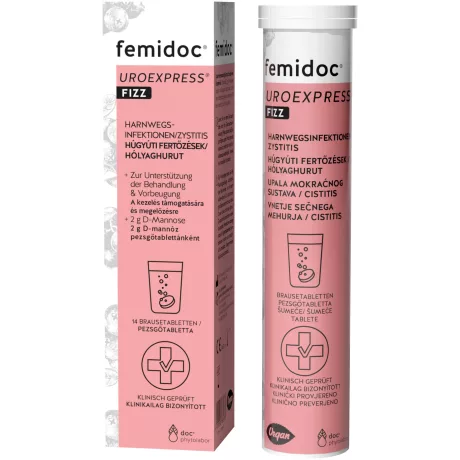 FEMIDOC UROEXPRESS FIZZ pezsgőtabletta húgyúti panaszokra 14 db