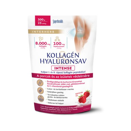 INTERHERB KOLLAGÉN HYALURONSAV PORCÉPÍTŐ italpor intense eperkrém ízű 300 g