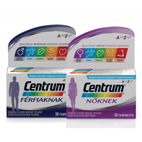 CENTRUM NŐKNEK A-Z-ig filmtabletta 30 db + CENTRUM FÉRFIAKNAK A-Z-ig filmtabletta 30 db VIRTUÁLIS
