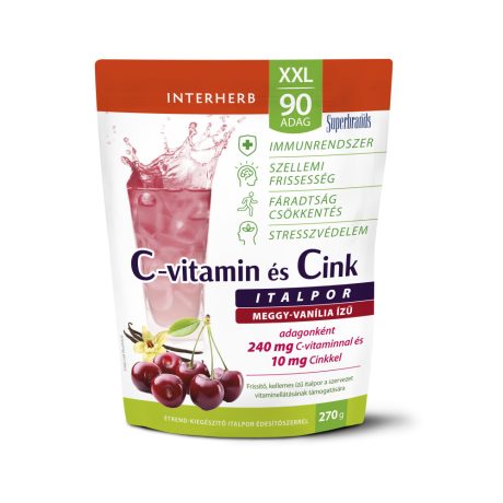 INTERHERB XXL 90 adag C-vitamin + cink meggy-vanília ízű italpor 270 g