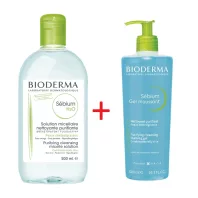   BIODERMA SEBIUM H2O 500 ml + SEBIUM GEL MOUSSANT 500 ml csomag micellafesztivál