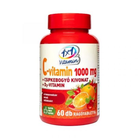 1X1 VITADAY C-VITAMIN 1000 mg + D3 vitamin 500 NE csipkebogyó kivonattal rágótabletta 60 db