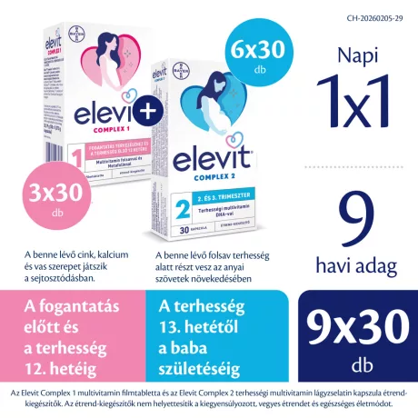 ELEVIT COMPLEX 1 filmtabletta 3 x 30 db + ELEVIT COMPLEX 2 lágyzselatin kapszula 6 x 30 db VIRTUÁLIS