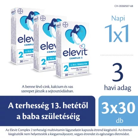 ELEVIT COMPLEX 2 lágyzselatin kapszula a terhesség 2-3. trimeszterére 3 x 30 db VIRTUÁLIS
