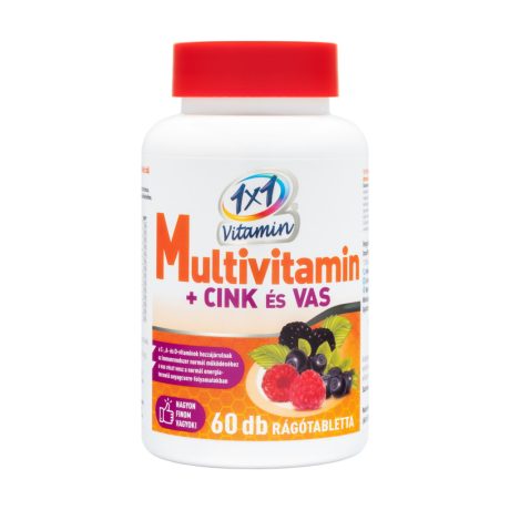 1X1 VITAMIN MULTIVITAMIN CINK + VAS erdei gyümölcs ízű rágótabletta 60 db