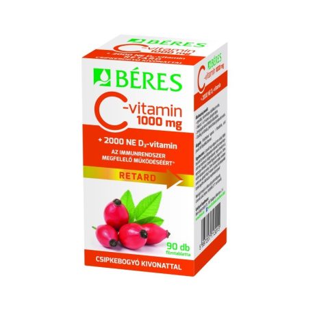 Béres C-vitamin 1000 mg RETARD filmtabletta csipkebogyó kivonattal + 2000 NE D3-vitamin 90 DB