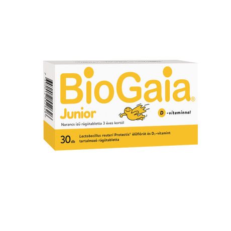 Biogaia Junior D3-vitamin étrendkiegészítő rágótabletta narancsos 30 db
