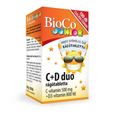 Bioco Junior erdei gyümölcs ízű rágótabletta C+D3 duo 100 db