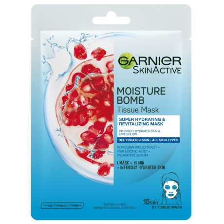 GARNIER Skin Gránátalmás aqua bomb textil maszk 28 g