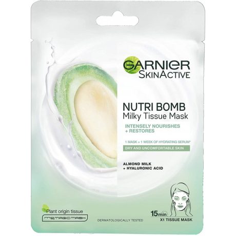 Garnier Skin Nutribomb Milky Almond textil maszk 28g